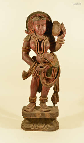 Large Indian Carved Wood Figurine