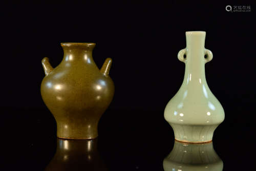 Two Chinese Monochrome Porcelain Vases