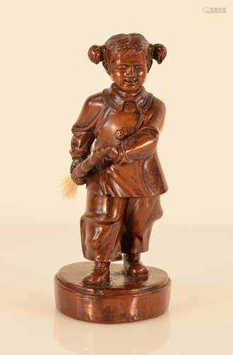 Chinese Culture Revolution Carved Wood Girl