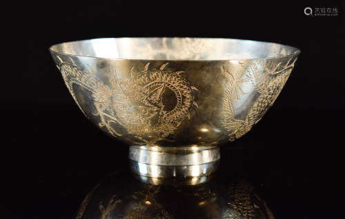 Tiffany Sterling Silver Bowl with Dragon Motif