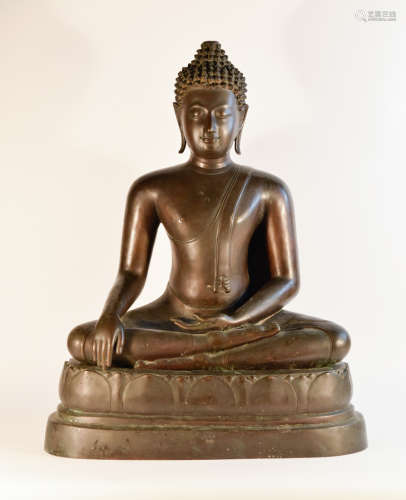 Important Thai Seated Bronze Buddha From West Coast Collector