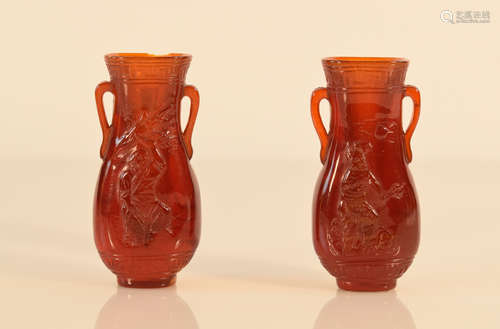 Chinese Amber Vases - Pair