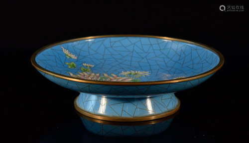 Chinese Cloisonné Bowl with Floral Scene