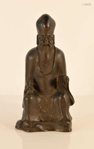 Chinese Ming Bronze Seated Shoulao