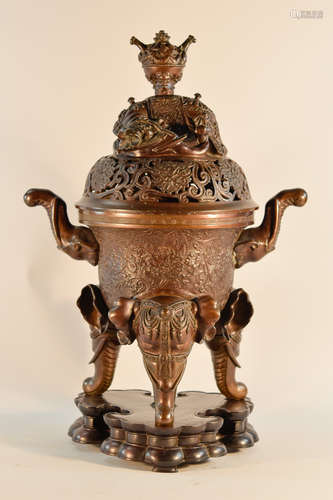 Chinese Bronze Censer with Elephant Leg