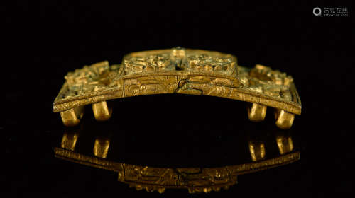 Chinese Gilt Bronze Belt Buckle with Foolion