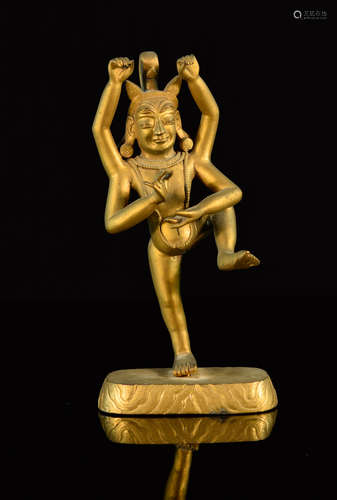 Chinese Tibetan Gilt Bronze Erotica Figurine