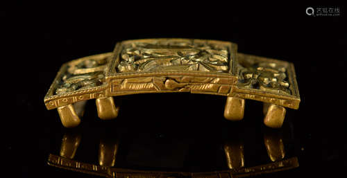 Chinese Gilt Bronze Belt Buckle with Deer