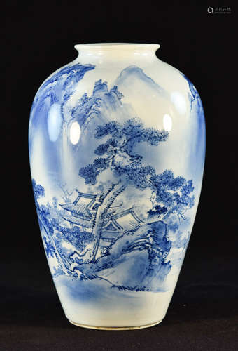 Japanese Porcelain Blue White Vase by Arita Kiln