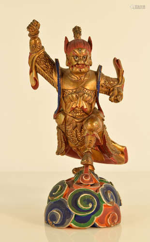 Chinese Lacquer Wood Daoist Figurine