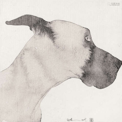 2010年作 肖像-dogs系列 镜框 设色纸本