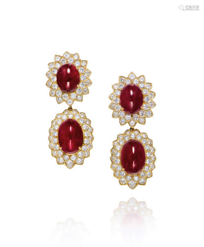 梵克雅宝设计红宝石配钻石耳环