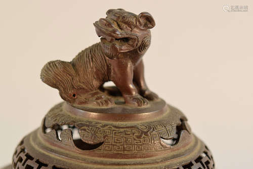 Chinese Bronze Censer with Shrimp