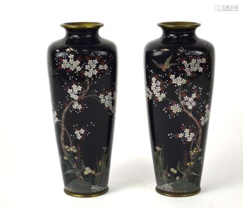 Pair of Fine Japanese Cloisonne Vases