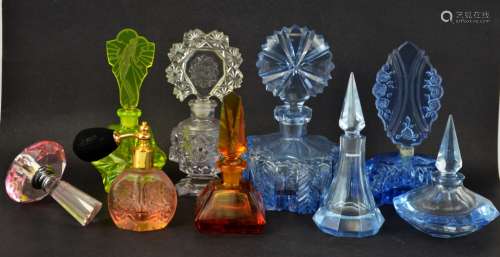 Nine Cut Crystal Perfume Bottles - Czechoslovakia