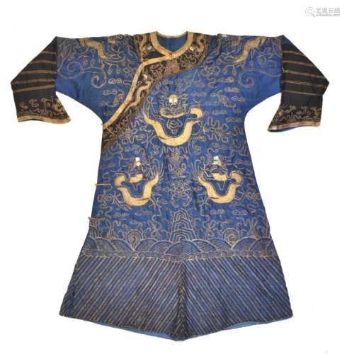 Chinese Embiordered Silk Dragon Robe