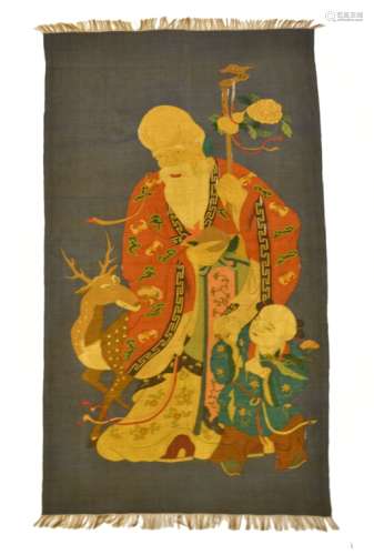 Chinese Embroidered Silk Panel with Figural