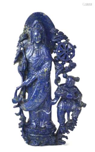 Chinese Carved Lapis of Guanyin