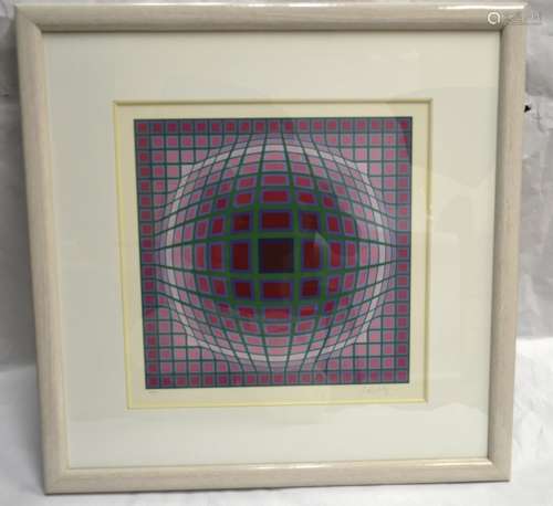 Victor Vasarely Signed Op Art Serigraph
