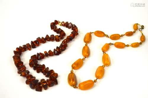 Two Amber Beaded Necklaces