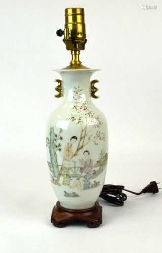 Chinese Famille Rose Porcelain Vase or Lamp Base