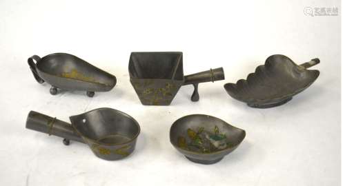 Five Chinese Pewter Objects