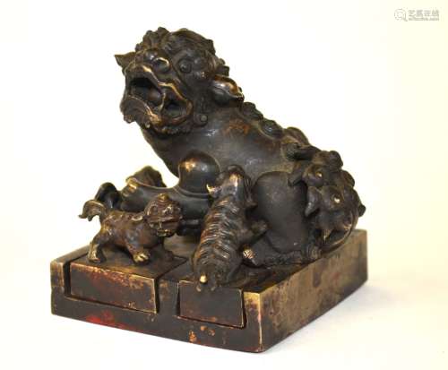 Chinese Bronze Foo Dog Seal