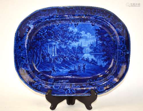 English Blue-Glazed Porcelain Charger