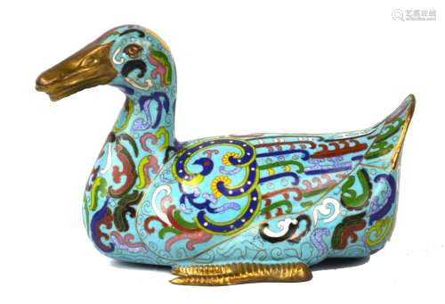 Chinese Cloisonne Duck Figure