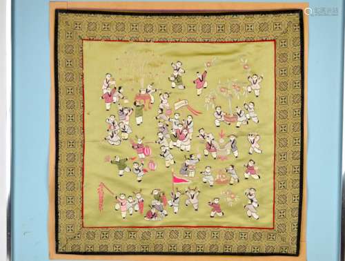 Chinese Framed Silk Embroidered Panel