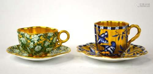 Two Coalport Miniature Cups & Saucers