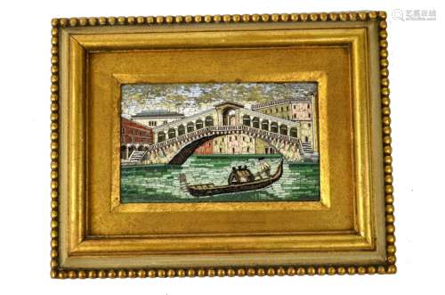 Framed Italian Mosaic Panel with River View