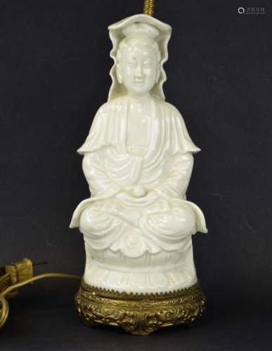 Chinese Blanc De Chine Porcelain Guanyin Lamp