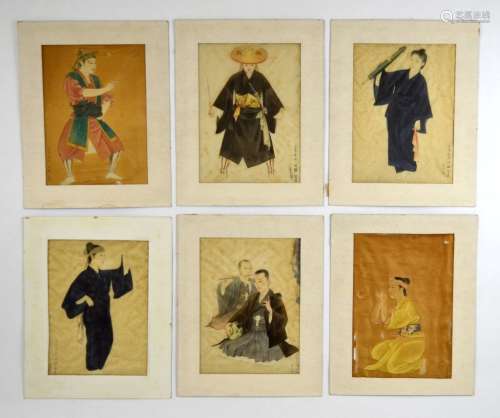 Six Signed & Dated Japanese Paintings on Silk