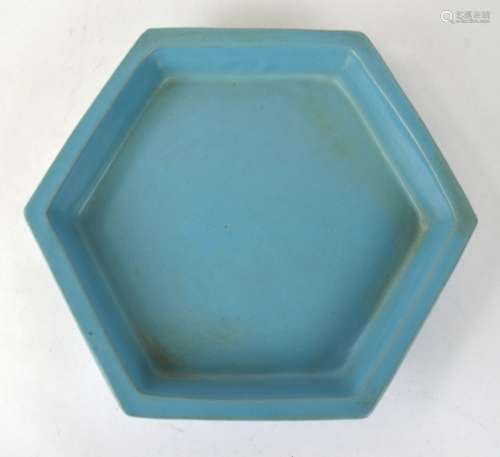 ChineseTurqouise Glazed Hexagonal  Dish