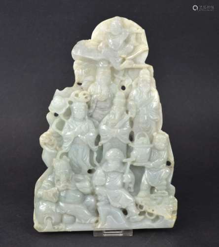 A Chinese Jade Carving of Eight Immortals