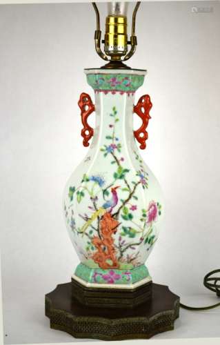 Chinese Porcelain Famille Rose Vase Lamp