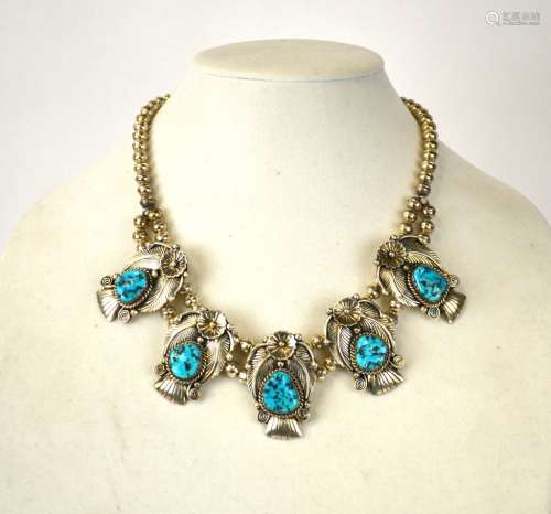 Vintage Silver & Turquoise Necklace