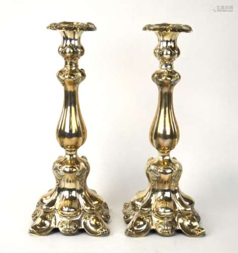 Pair of European 800 Silver Candle Sticks Holders
