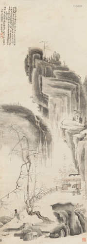 萧云从 1657年作 山水 立轴 设色纸本