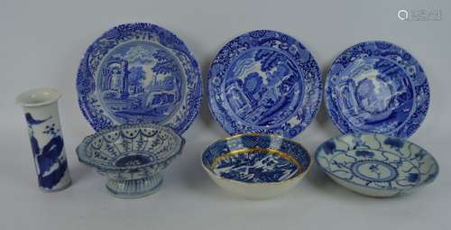 7 - Spode, Caughley, Chinese Blue & White Group