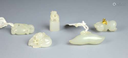 5 Fine Chinese Miniature Carved White Jades