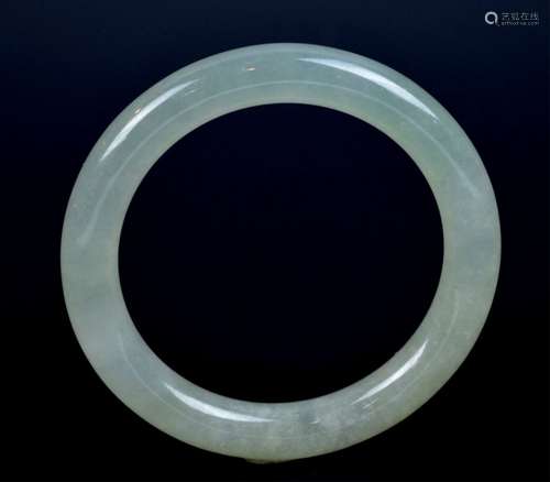 Natural Chinese White Ice Jadeite Thick Bangle