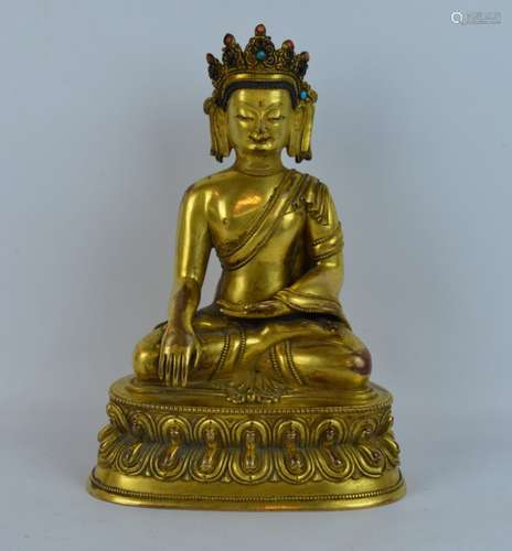 Chinese Heavy Gilt Bronze Buddha