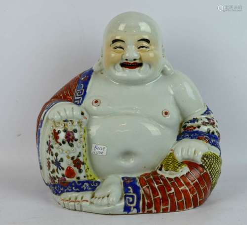 Chinese Republic Enameled Porcelain Hotai Buddha