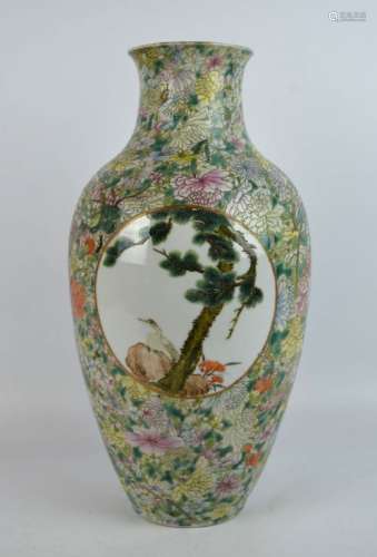 Fine Chinese Republic Eggshell Mille Fleur Vase