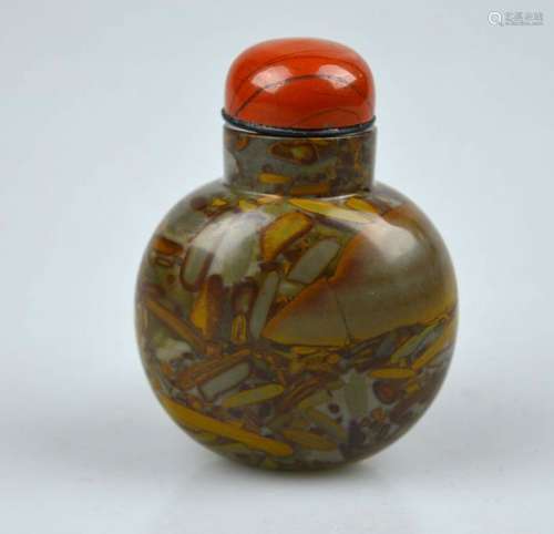 18th-19th C Chinese Puddingstone Snuff Bottle