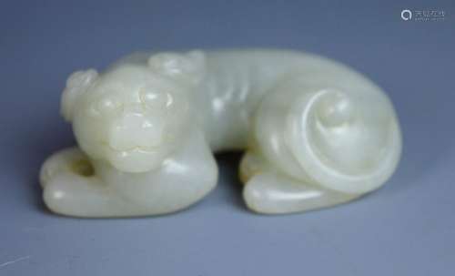 Early 20th C Chinese Carved Jade Dog Toggle