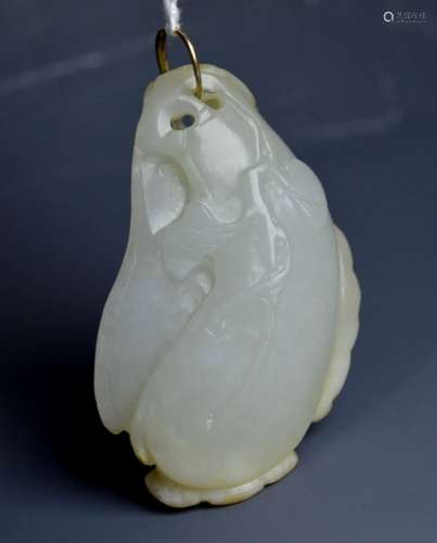 Chinese White Jade Vegetable Carved Toggle