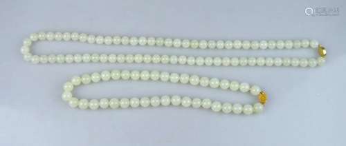 2 Chinese White Jade Bead Necklaces